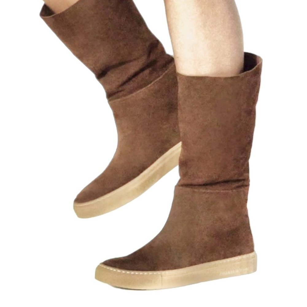 Tamara Mellon Suede Slouch Boots Size 9 Monday Morning Sauvage Brown Tall EUC